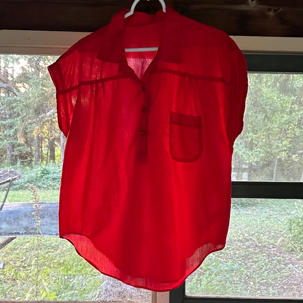 Vintage Red Boxy Blouse